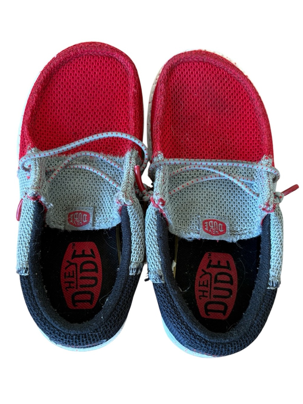 Hey Dude Kids Red and Gray Slip-On Sneakers Size 29 (11.5)